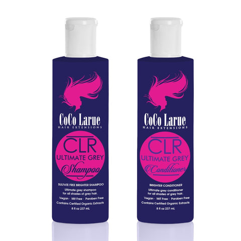 Ultimate Grey Shampoo & Conditioner for grey, white and silver hair tones makes grays beautifully silver and brightens up whites by reducing dullness