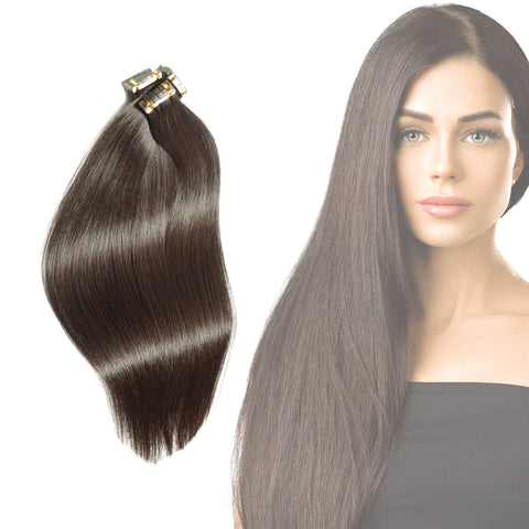 CLR | Tape in hair extensions | Thick silky and soft | Heat protective | All natural black | 20 inches