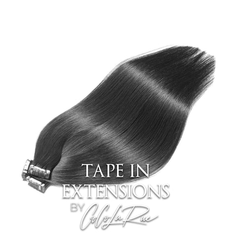CLR | Tape in hair extensions | Thick silky and soft | Heat protective | All natural black | 20 inches