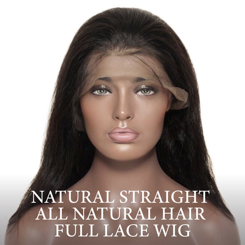 Natural Straight Hair Single Donor 24' FULL-LACE Human Hair Wig by CLR. Natural Hair Colors Use up to 4 years. Worn Natural Curl Or Straight